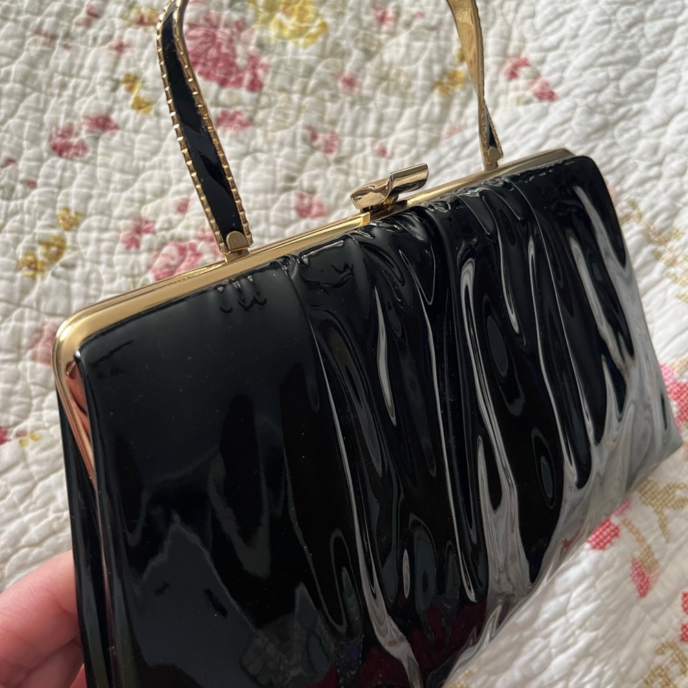 Vintage Ande Black Patent Leather Bag/Clutch “60’s” - Picture 3 of 12